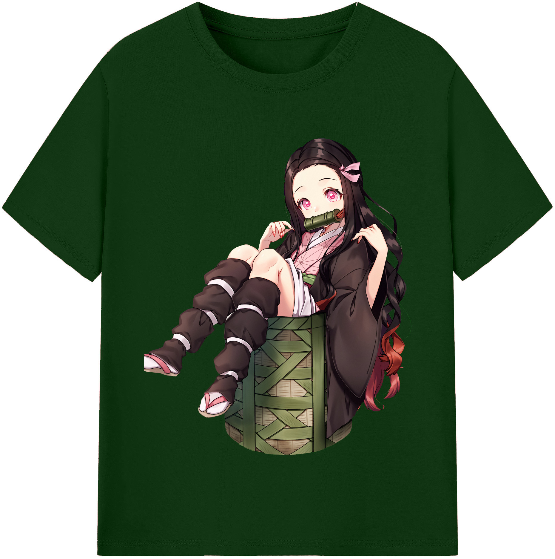 （画像用） 鬼滅の刃（きめつのやいば）竈門 禰󠄀豆子／かまど ねずこ Kamado Nezuko 綿100％半袖Tシャツ（フロントプリント）